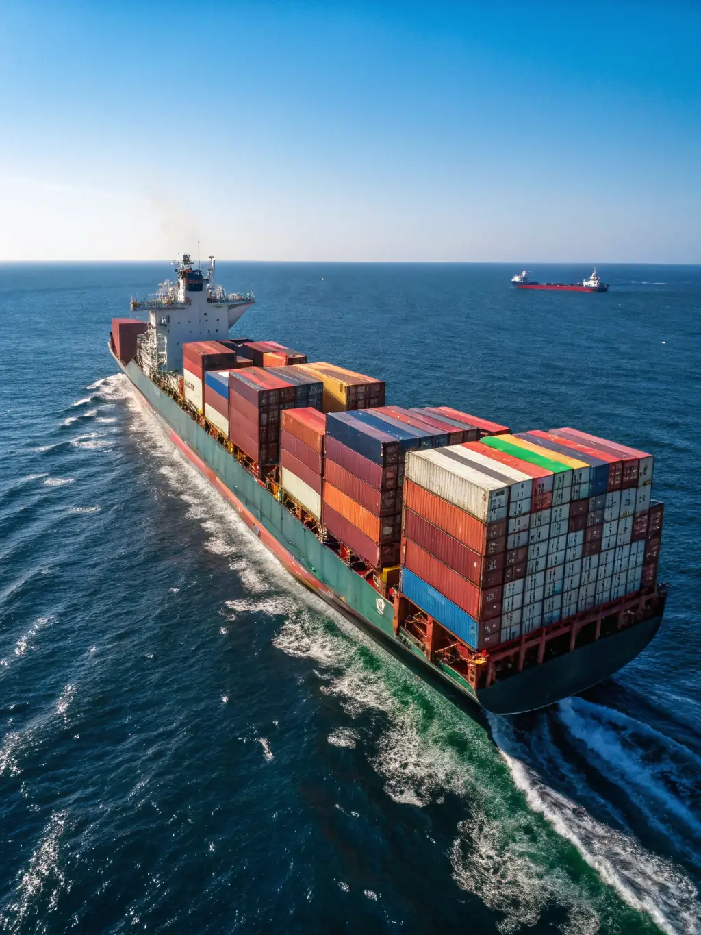 A cargo ship sailing on the open sea, representing the logistics and shipping services provided by A One Plus Group.